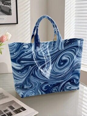 Blue Swirly Hand Tote Shoulder Bag